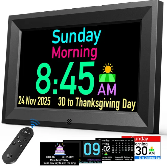 GOLOZA 7-Inch Talking Day Clock with Reminders