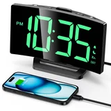 GOLOZA Curved Digital Alarm Clock with Night Mode, green digits