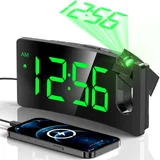 GOLOZA Projection Alarm Clock with Curved LED Display, green digits, green projection